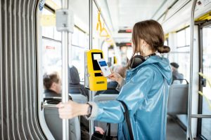 Lady scanning mobile wallet