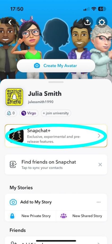 Screenshot of snapchat-plus
